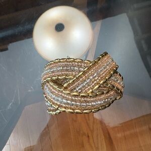 NWOT Elegant Gold and Silver Beaded Stretch Bracelet